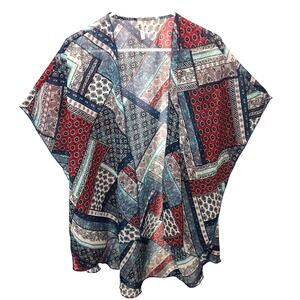 Live4Truth Red White & Blue Kimono Mixed Print-Medium
